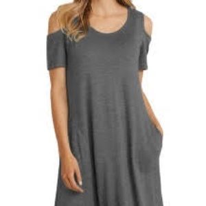 Grey cold shoulder full length dress